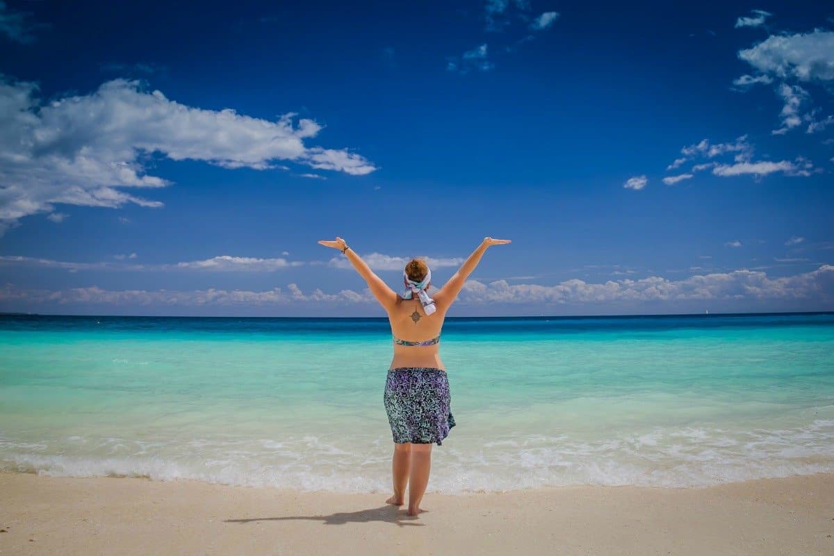 Lina Stock on the beach in Zanzibar