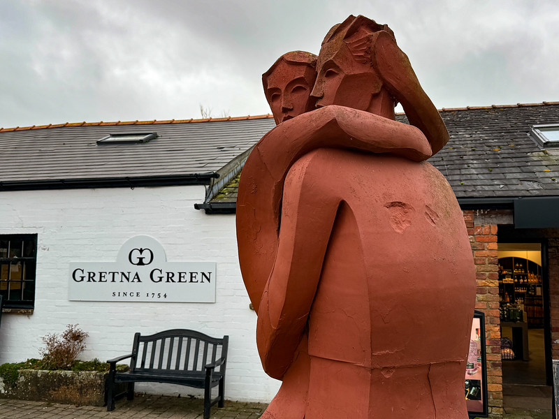 Statue of a couple at Gretna Green in Scotland