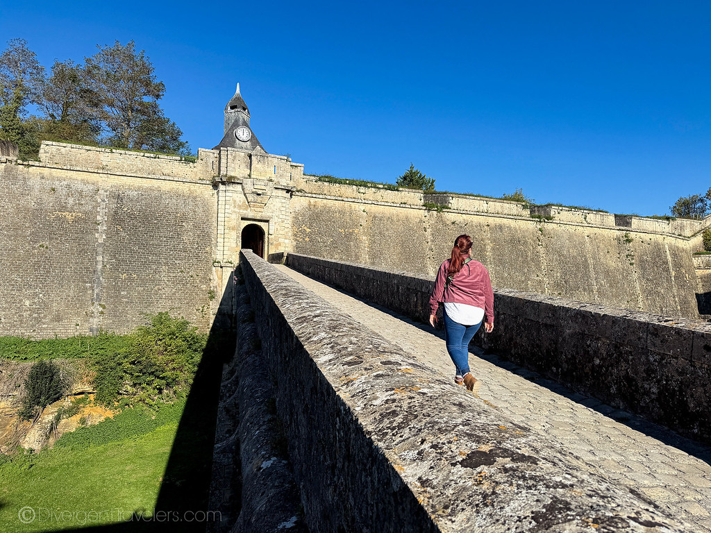 Woman entering the citadel of Blaye, France