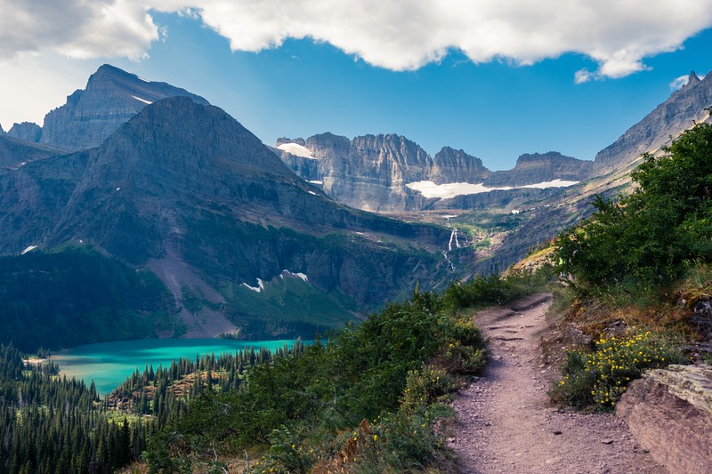 Hiking the Grinnell Glacier Trail in Glacier National Park.