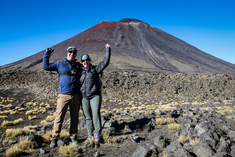 America's Adventure Couple - Lina and David Stock Jr of 8 Wonders of the World Adventure Travel Blog hiking the Tongariro Crossing in New Zealand