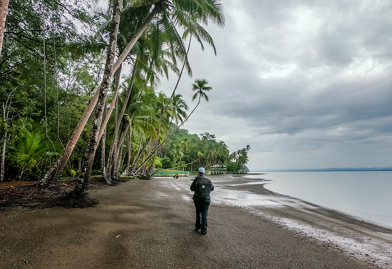 Hiking on the beach in Costa Rica with camera gear