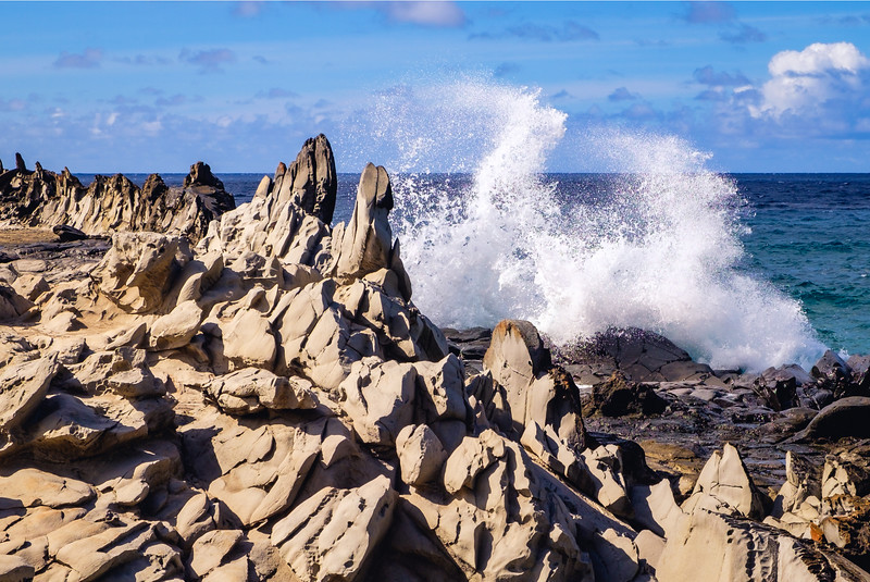Dragons teeth coastline rock formation on Maui, Hawaii, USA