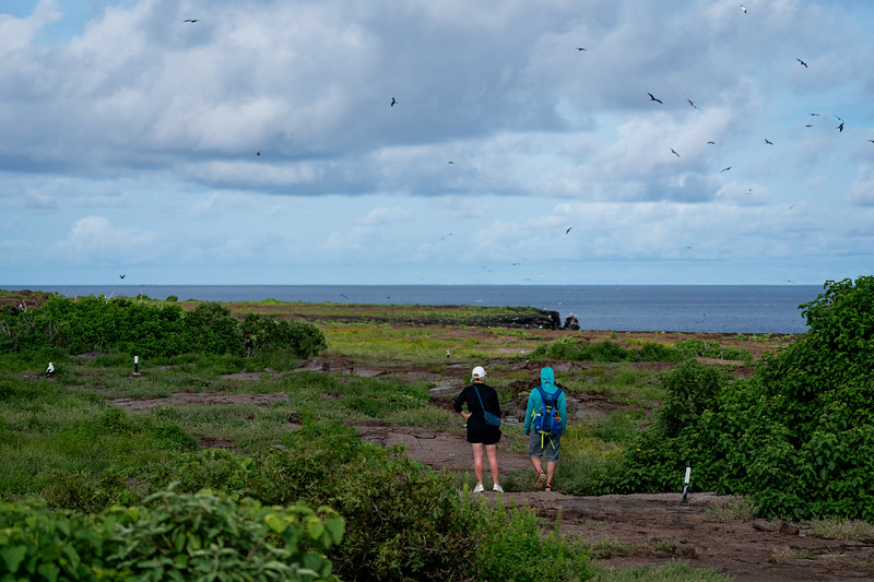 Visitors hiking on Genovesa Island, Galapagos, Ecuador
