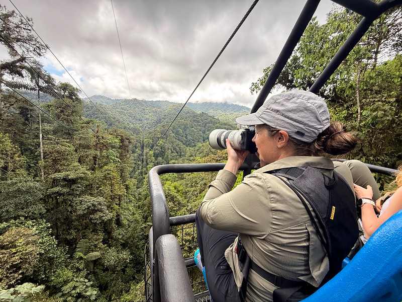 Lina Stock taking photos from the Dragonfly at Mashpi Lodge in Ecuador