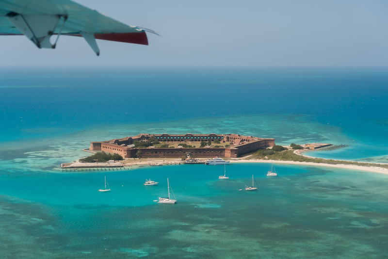 Aerial view of Fort Jefferson from seaplane