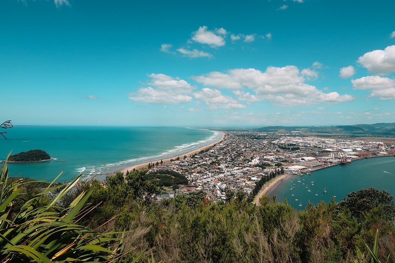 View of Tauranga from top of Maunganui in New Zealand