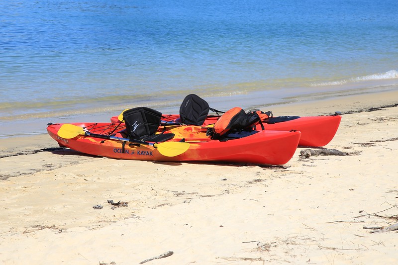 Two kayaks on a beach in Florida
