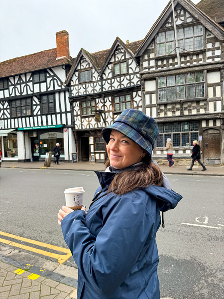 Lina Stock walking the streets of Stratford-upon-Avon, England