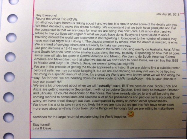 Letter to the Family!